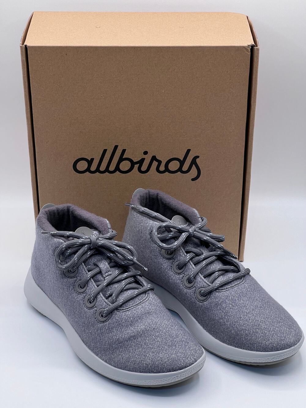 Allbirds Sneakers Womens 8 Wool Runner-Up Mizzle Med/Light Grey Trainer Shoe NEW